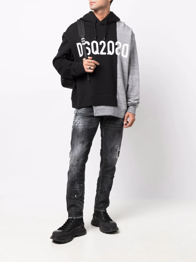 Shop Dsquared2 Mid-rise Distressed Straight-leg Jeans In Schwarz