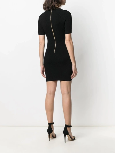 Shop Balmain Square Neck Fitted Dress In Black