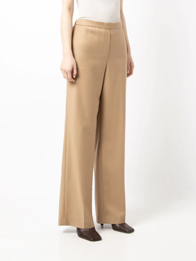 Shop Theory High-waisted Straight Leg Trousers In Braun