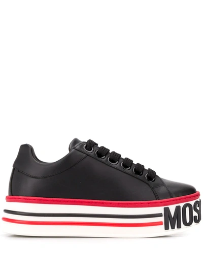 Shop Moschino Logo-embossed Platform Sneakers In Black