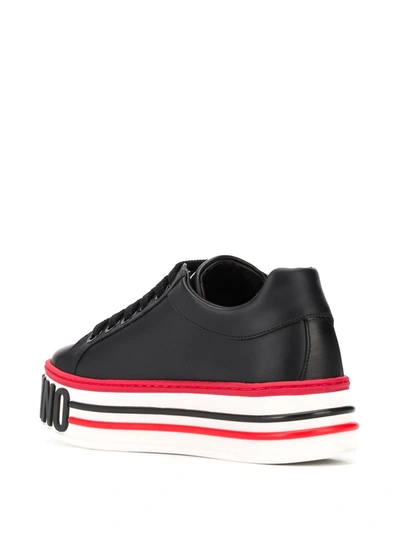 Shop Moschino Logo-embossed Platform Sneakers In Black