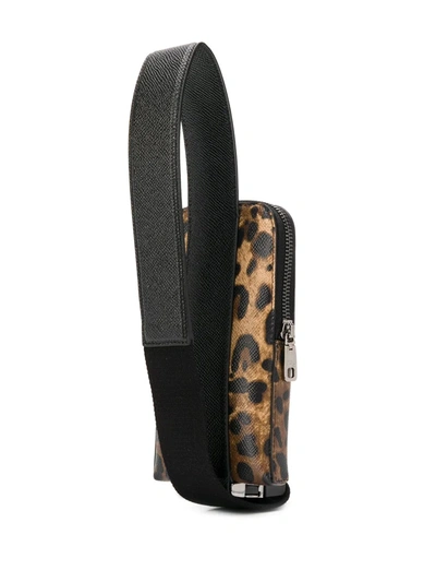 Shop Dolce & Gabbana Leopard-print Leather Smartphone Holder In Neutrals