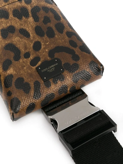 Shop Dolce & Gabbana Leopard-print Leather Smartphone Holder In Neutrals