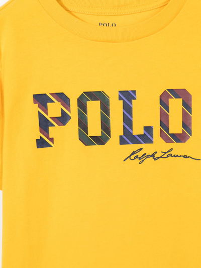 Shop Ralph Lauren Logo Print Cotton T-shirt In Yellow