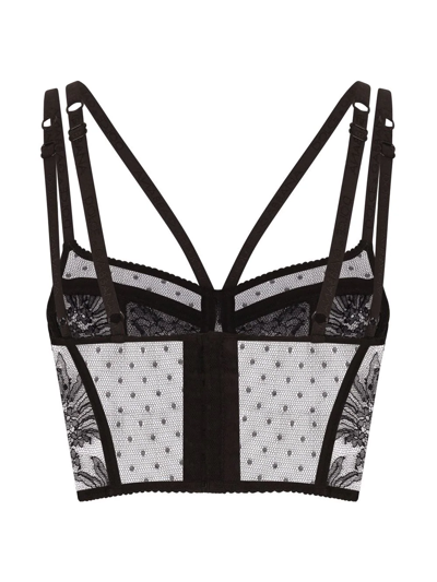 Dolce & Gabbana Plumetis Tulle Longline Bra In Black