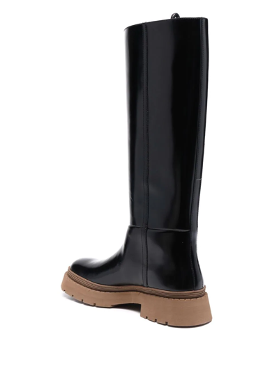 Shop Brunello Cucinelli Knee-high Leather Boots In Black