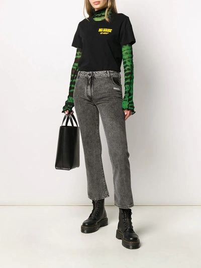 Shop Off-white Cropped Leg Mid-rise Jeans In Black