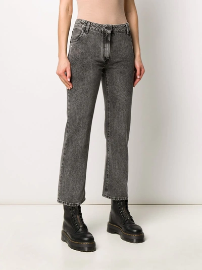 Shop Off-white Cropped Leg Mid-rise Jeans In Black