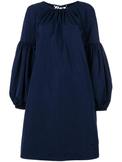 Calvin Klein Lace Detail Bishop Dress In Blue