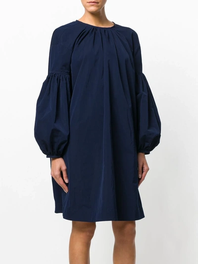 Calvin Klein Lace Detail Bishop Dress In Blue