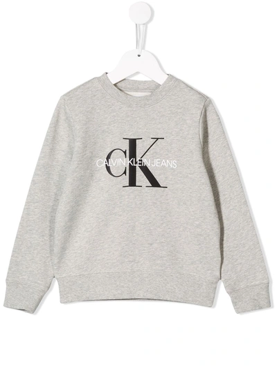 Shop Calvin Klein Logo Jumper In Grey