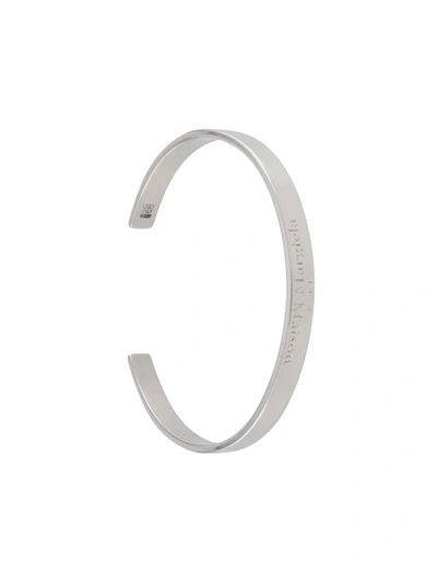 Shop Maison Margiela Logo-engraved Cuff Bracelet In Silver