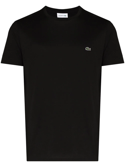 Shop Lacoste Logo-embroidered Crew-neck T-shirt In Black