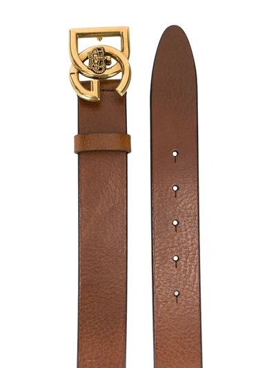 Shop Dolce & Gabbana Crown Logo Buckle Belt In Brown