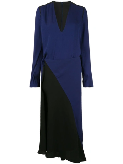 Shop Haider Ackermann Long Sleeve Wrap Dress In Blue