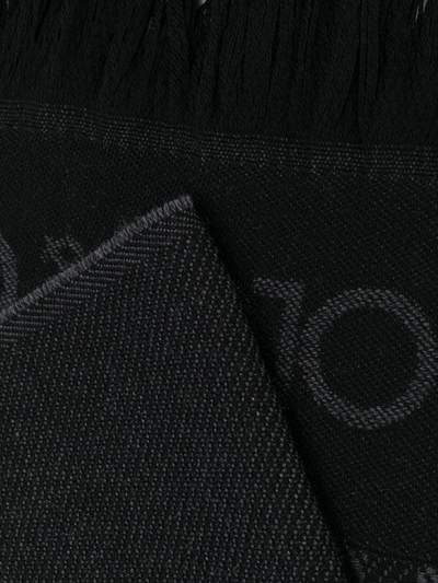 Shop Dolce & Gabbana Logo Fringed Scarf In Black