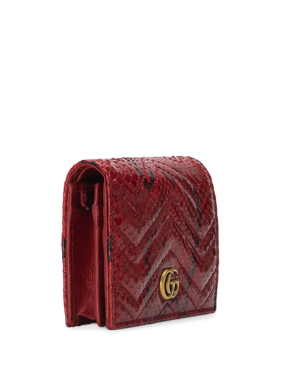 Shop Gucci Gg Marmont Card Wallet In Red