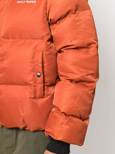 Shop Daily Paper Hooded Padded Jacket In Orange