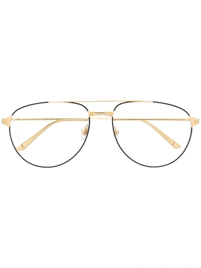 Shop Cartier Santos De  Glasses In Gold