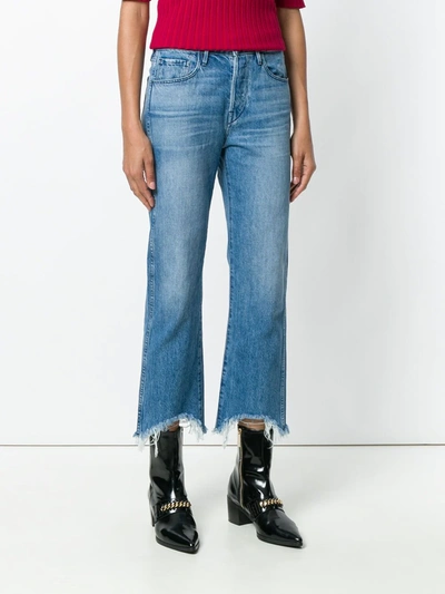 3x1 W3 Higher Ground Cropped Frayed High-rise Straight-leg Jeans In Blue