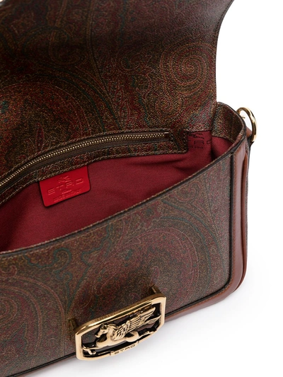 Shop Etro Paisley Pegaso Shoulder Bag In Brown