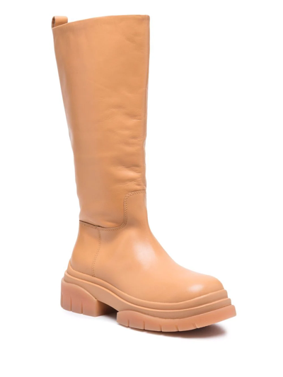 Shop Ash Mustang Leather Boots In Nude