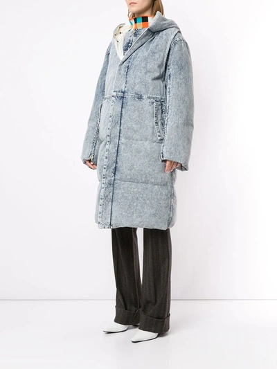 Shop Toga Layered Padded Coat In Blue