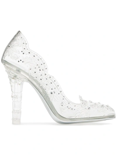 Dolce & Gabbana Dolce And Gabbana Silver Crystal Cinderella Pumps In Silver