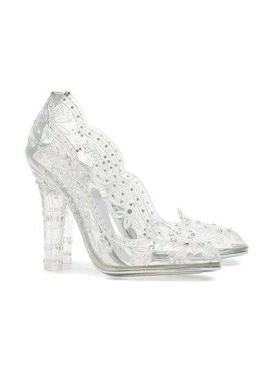 Shop Dolce & Gabbana Cut-out Flower Pumps In Silver