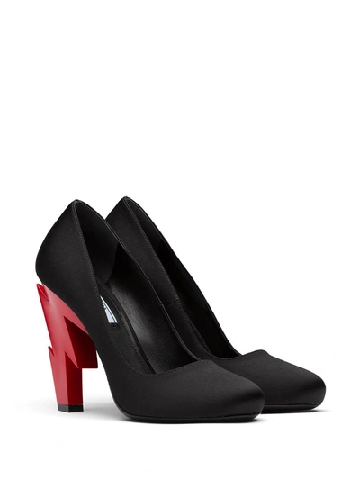 Shop Prada Satin Pumps In Black