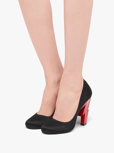 Shop Prada Satin Pumps In Black