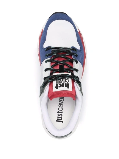 Shop Just Cavalli Colour-block Panel Sneakers In Blue