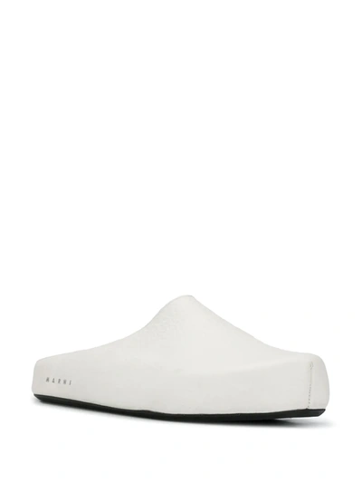 Shop Marni Logo Print Slippers In White
