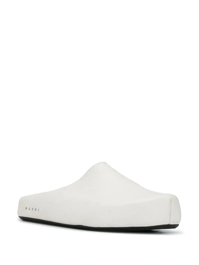 Marni Logo-letter Pebble-effect Clog Slippers In White