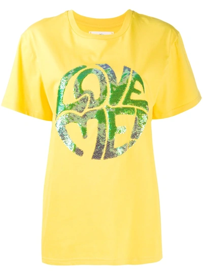 Shop Alberta Ferretti Sequinned Print T-shirt In Yellow