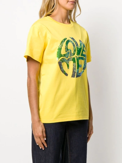 Shop Alberta Ferretti Sequinned Print T-shirt In Yellow