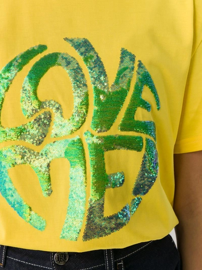 Alberta Ferretti Sequinned Print T-shirt In Yellow