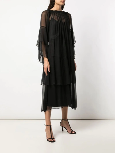 Shop Voz Cascade Dress In Black