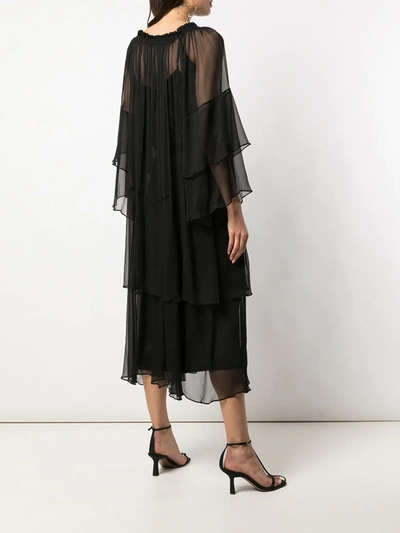 Shop Voz Cascade Dress In Black