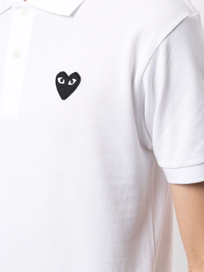 Shop Comme Des Garçons Play Embroidered Logo Polo Shirt In White