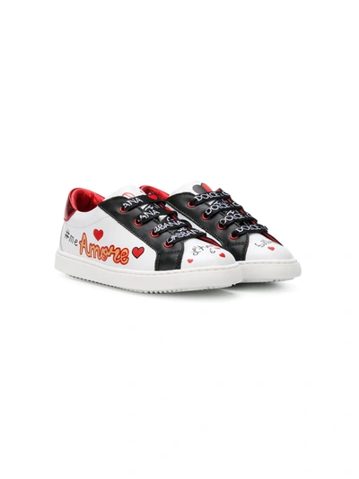 Shop Dolce & Gabbana Amore Patch-embroidered Sneakers In White