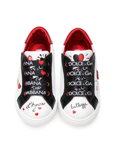 Shop Dolce & Gabbana Amore Patch-embroidered Sneakers In White