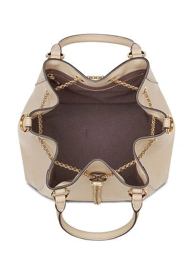 Shop Fendi Karligraphy Drawstring Bucket Tote In Neutrals