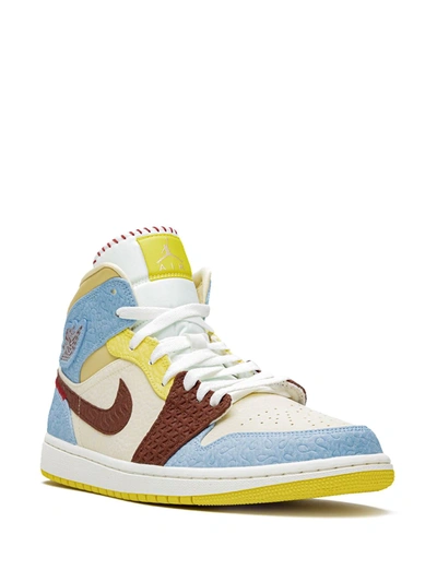 Jordan Air  1 Mid Se Maison Chateau Rouge Fearless In Blue