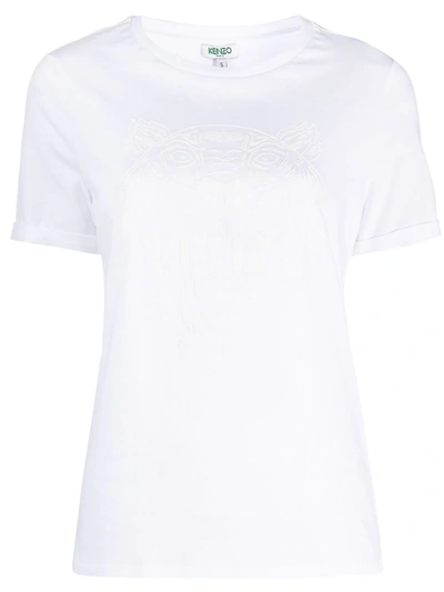Shop Kenzo Iridescent Tiger-print Cotton T-shirt In White