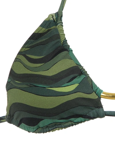 Shop Amir Slama Wave Print Bikini Set In Green