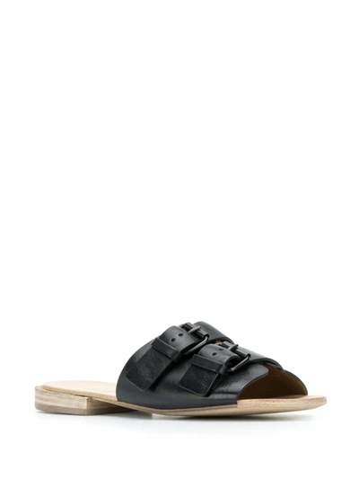 Shop Marsèll Double Buckle Flat Sandals In Black
