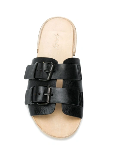 Shop Marsèll Double Buckle Flat Sandals In Black
