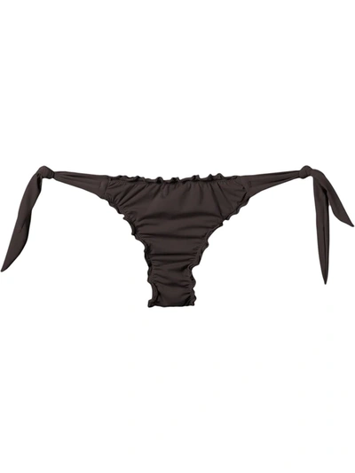 Shop Amir Slama Ruffled Trim Bikini Bottom In Black