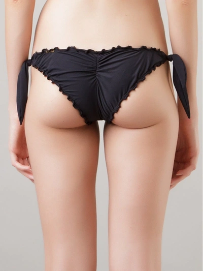 Shop Amir Slama Ruffled Trim Bikini Bottom In Black
